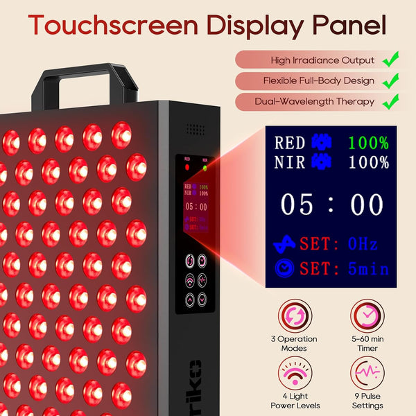 Red Light Therapy Panel, 850Nm & 660Nm near Infrared Red Light Therapy for Face and Body, High Power Red Light Therapy Lamp with 72 Dual-Chip Leds, Adjustable Stand, 3 Modes/4 Power, Timer