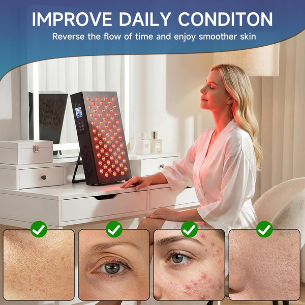 Red Light Therapy Panel Designed for At-Home Wellness, 5 Wavelengths, Metal Case, Adjustable Modes