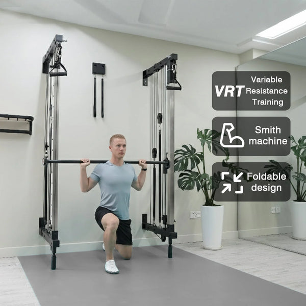 Smith Machine Built for Complete Home Training, Wall-Mounted Design, 370 lbs Resistance, Multi-User Capability