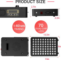 Red Light Therapy, 70 Dual Chip Red Light Therapy Panel Clinical Grade LED Device with Timer, Ideal for Body, Face, Recovery, Improve Sleep, Skin Health, 350W(Black)