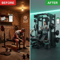 Smith Machine Cable Crossover Built for Strength Training, 390KG Weight Stack, Multi-Function Design, Home Gym — Before & After